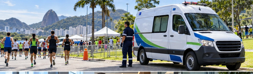 Imagem ilustrativa de ambulância de apoio em evento esportivo